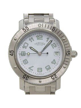 Hermes Clipper Diver Stainless Steel Quartz Analog Display White Dial Watch